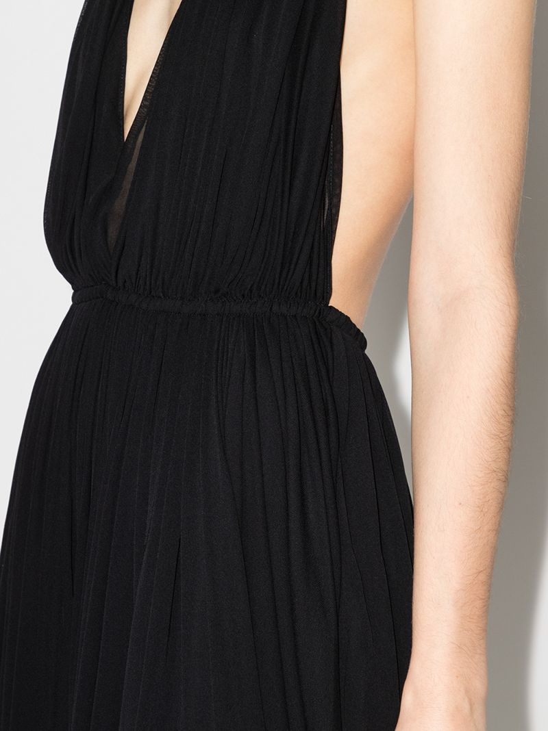 Black Halterneck Pleated Mini Dress