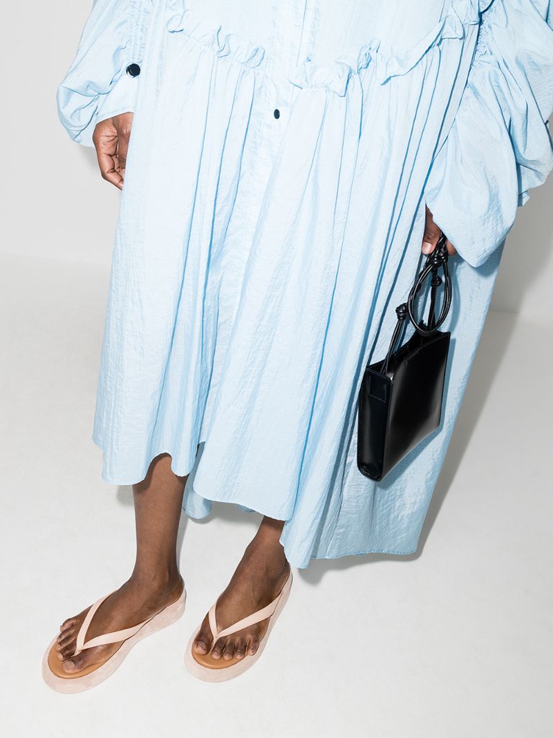 Neutral Roseo Leather and Suede Platform Sandals