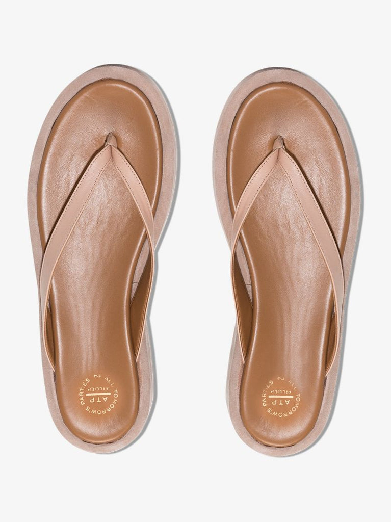 Neutral Roseo Leather and Suede Platform Sandals