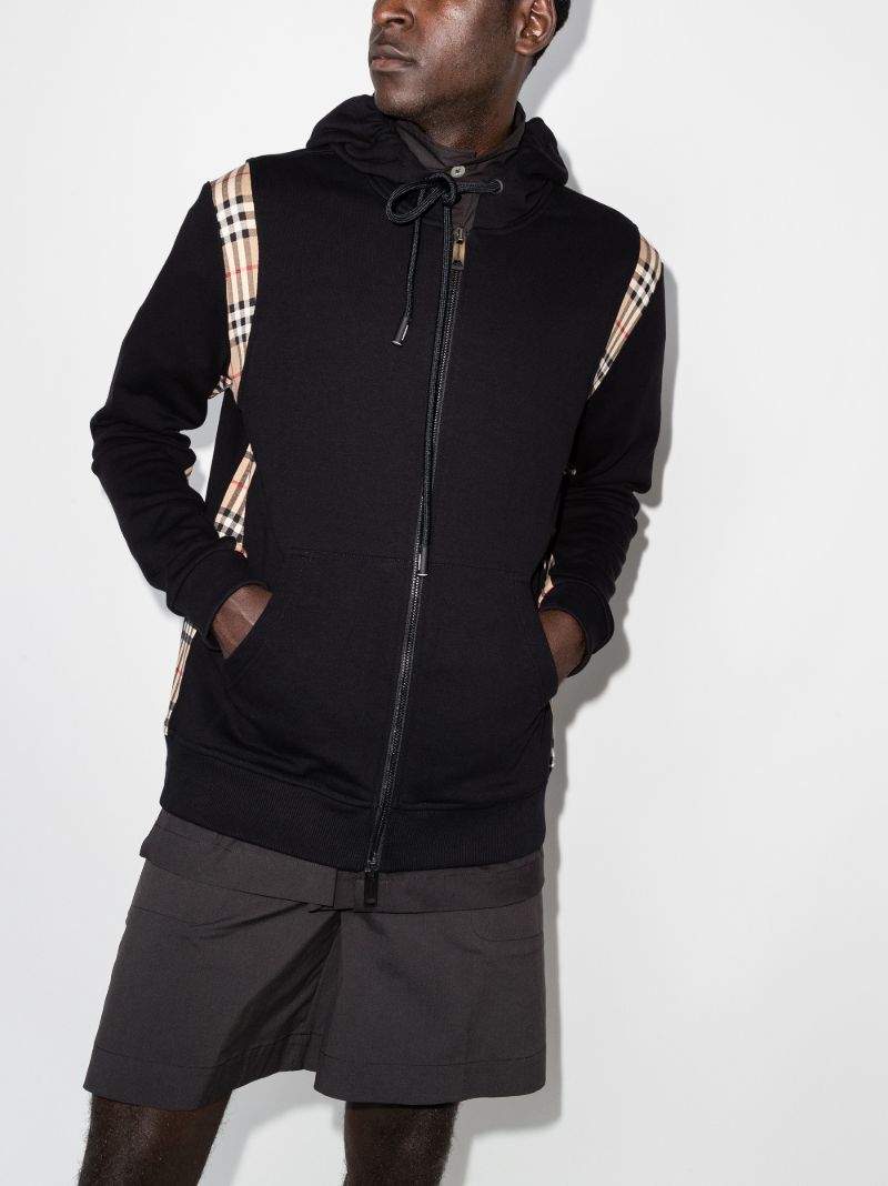 Vintage Check Panel Zip-up Hoodie