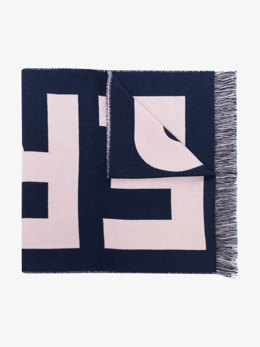 Blue Logo Wool Scarf