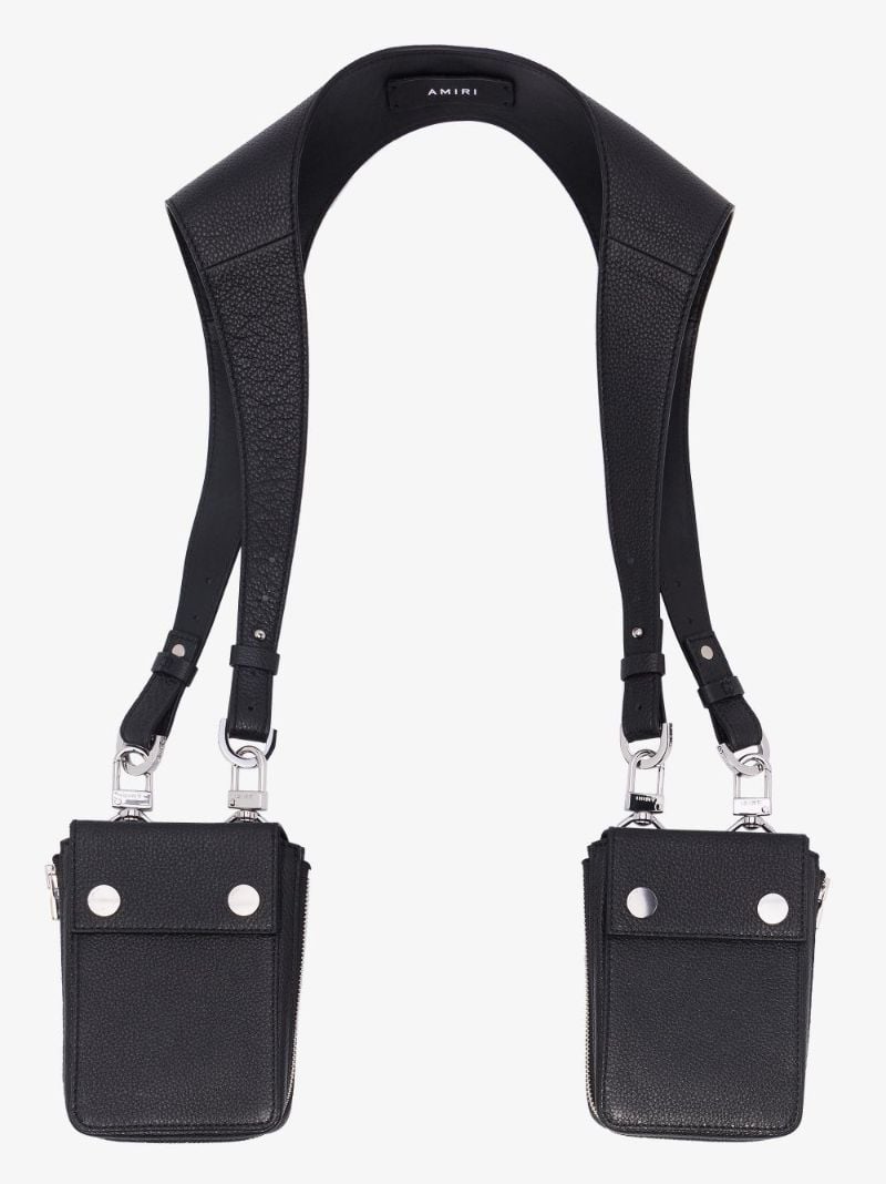 Black Grained Leather Harness Bag