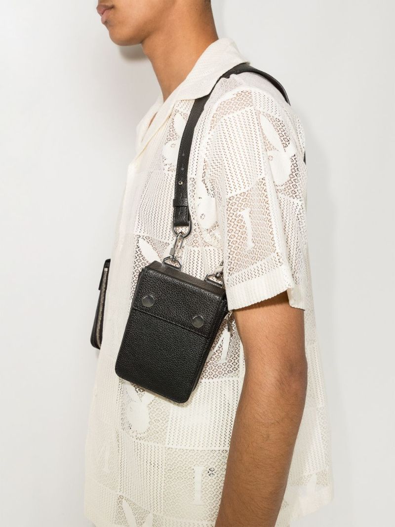 Black Grained Leather Harness Bag