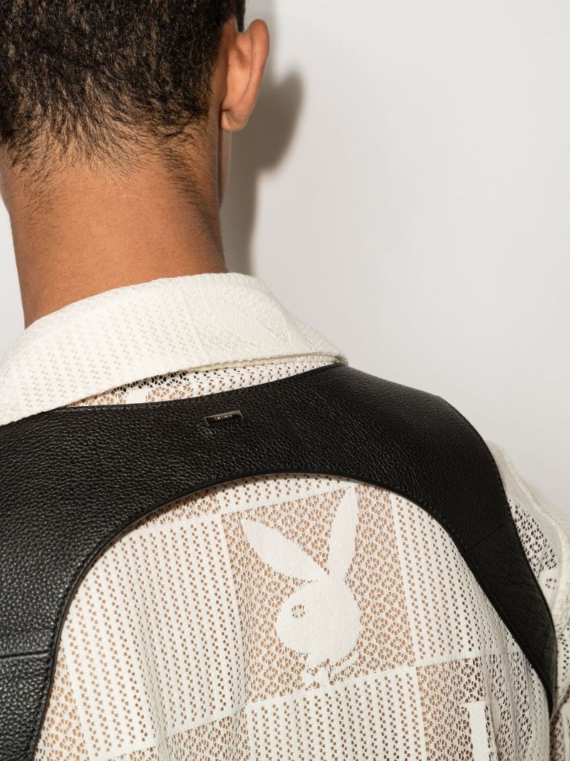 Black Grained Leather Harness Bag