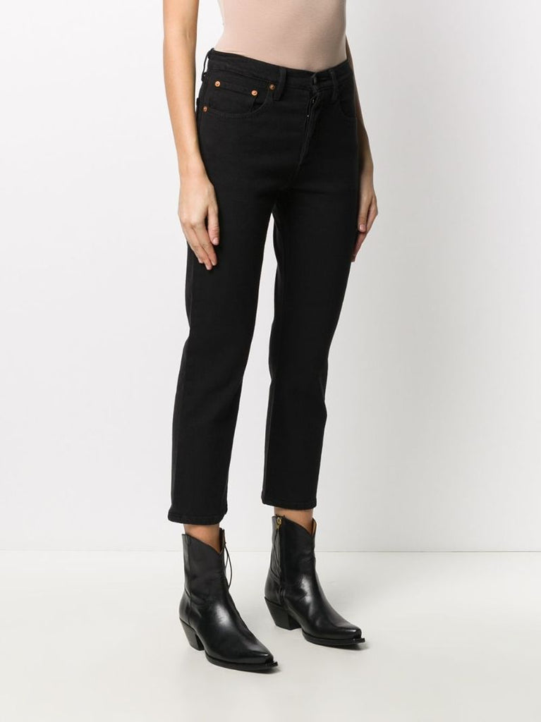 Black 501 Cropped Jeans