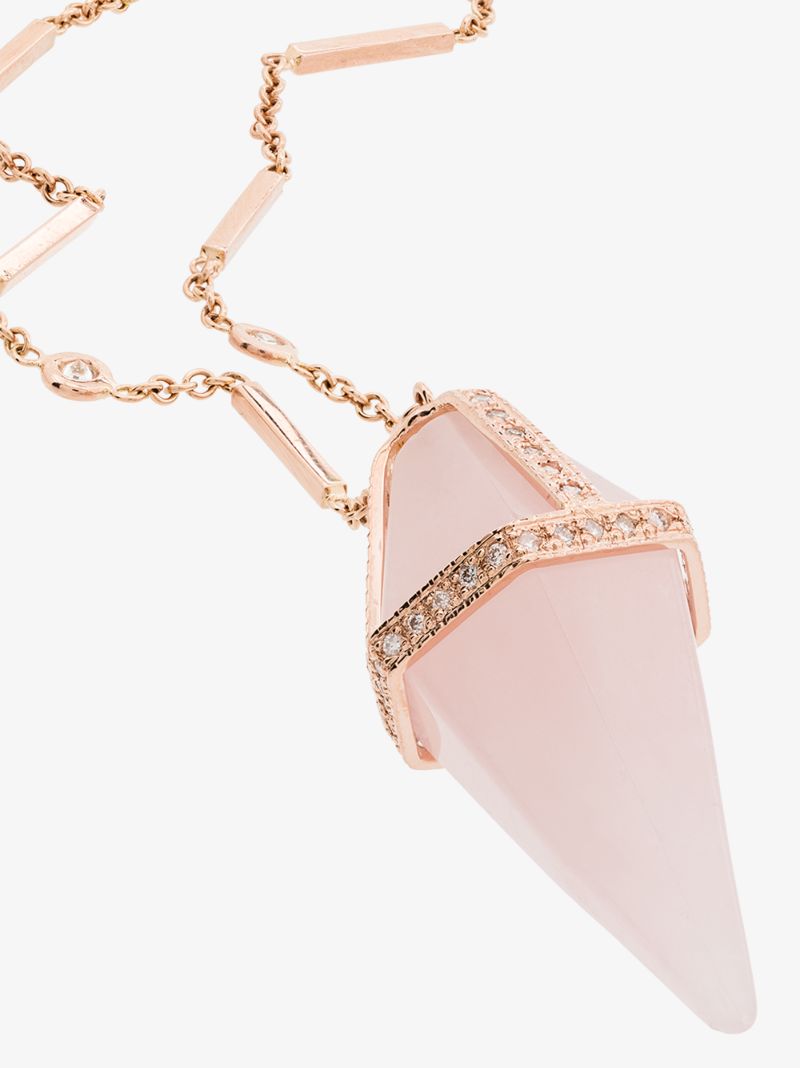14k Rose Gold Pendulum Diamond Crystal Pendant Necklace