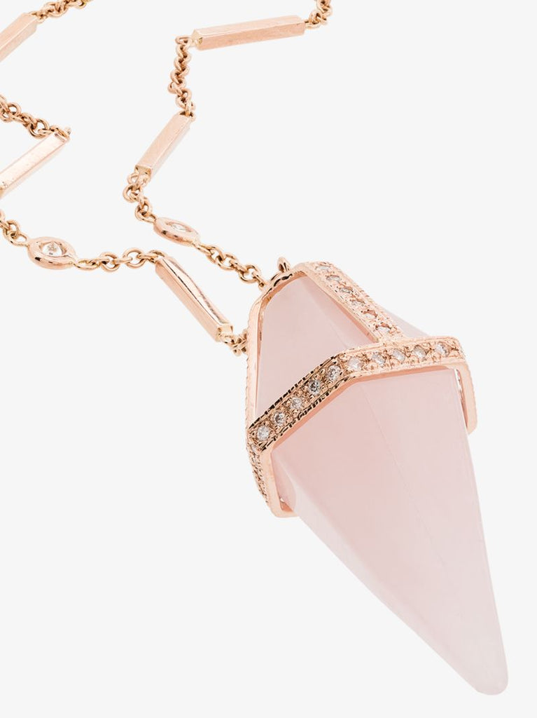 14k Rose Gold Pendulum Diamond Crystal Pendant Necklace