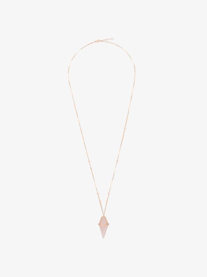 14k Rose Gold Pendulum Diamond Crystal Pendant Necklace