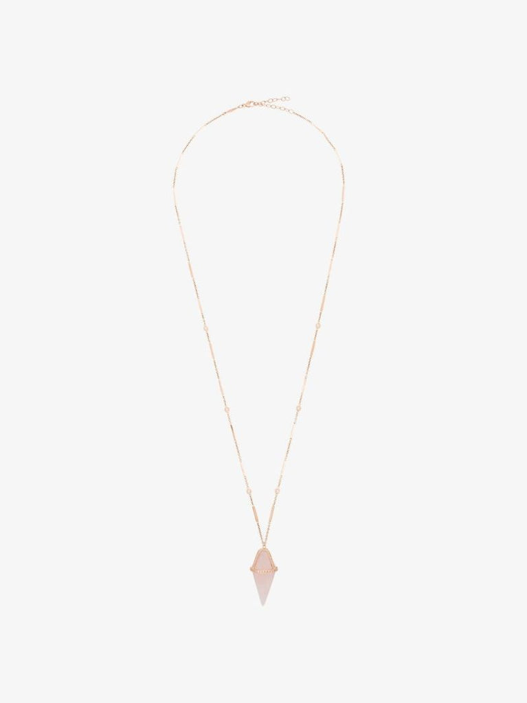14k Rose Gold Pendulum Diamond Crystal Pendant Necklace