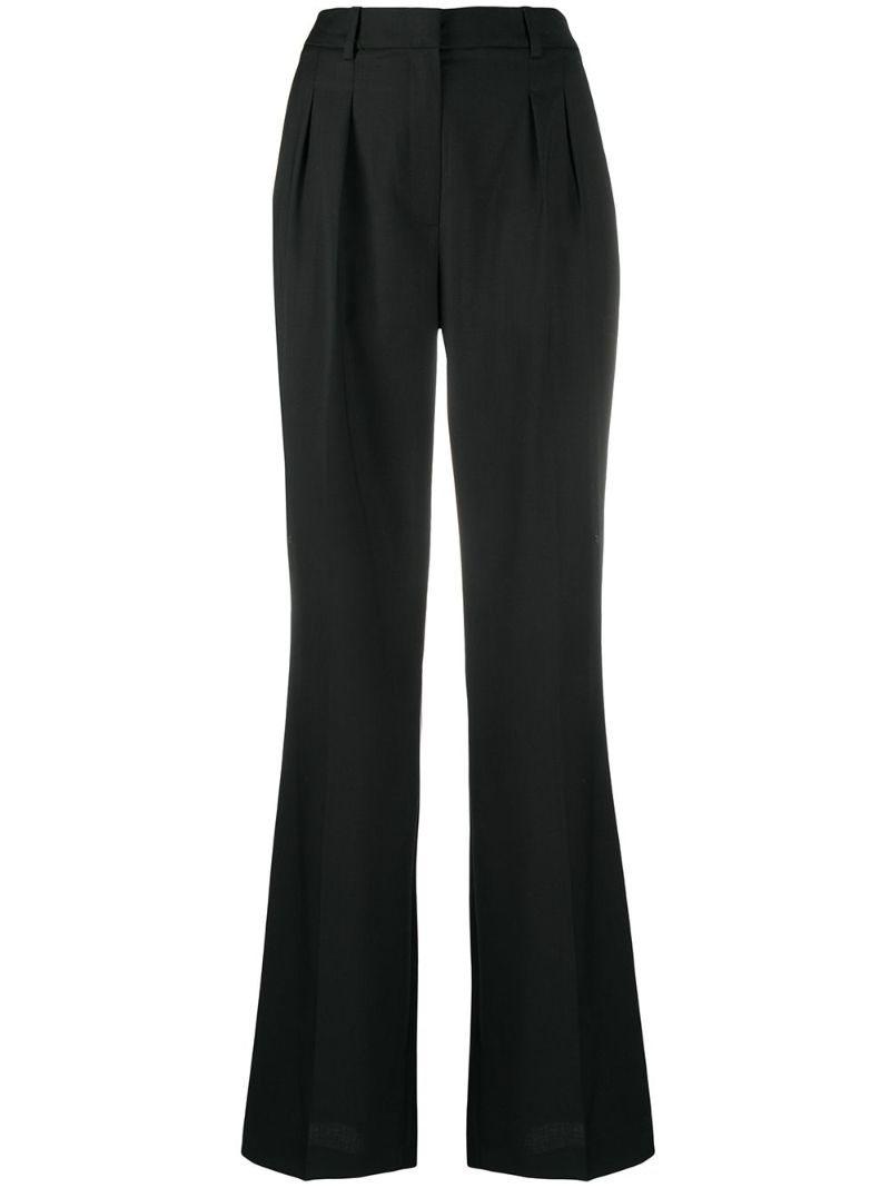 Black Tailored Flared Wool Trousers