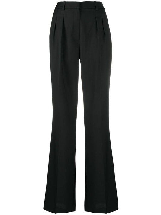 Black Tailored Flared Wool Trousers