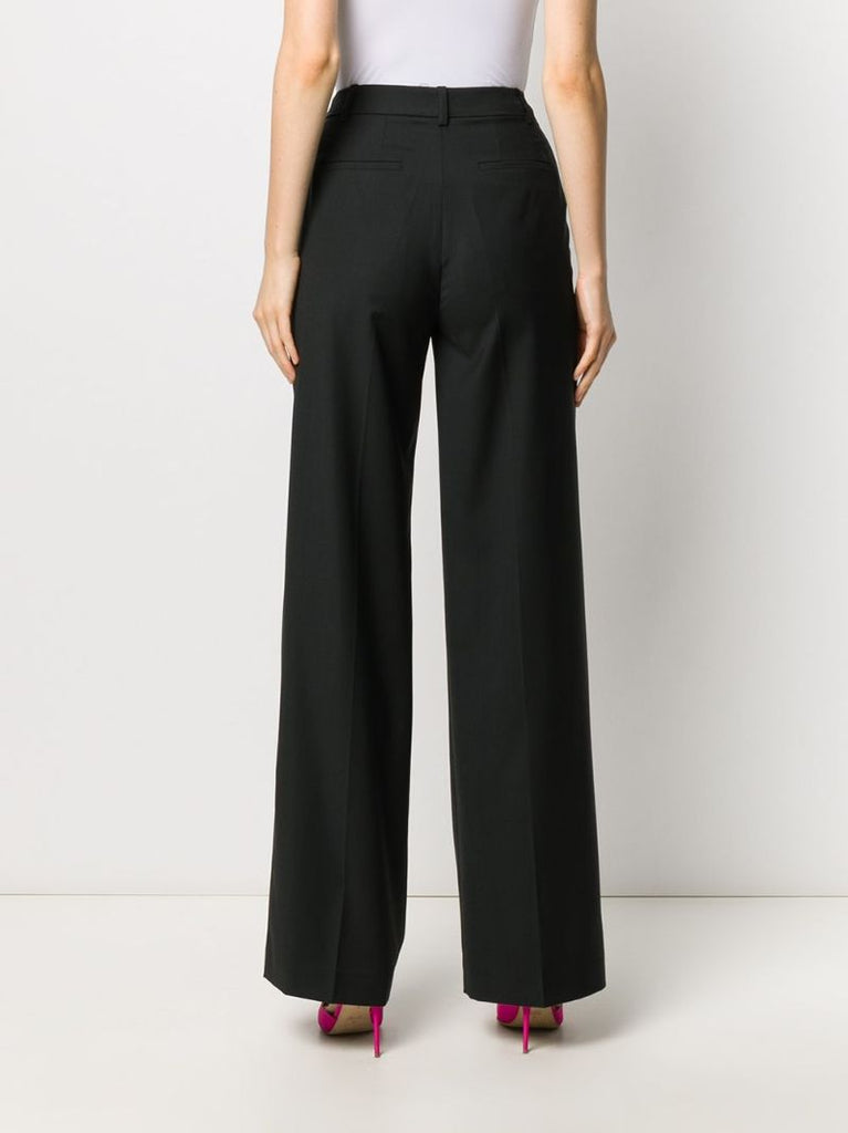 Black Tailored Flared Wool Trousers
