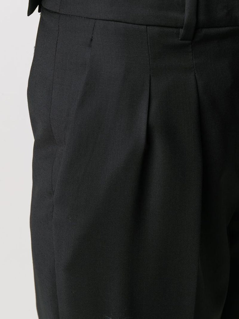 Black Tailored Flared Wool Trousers