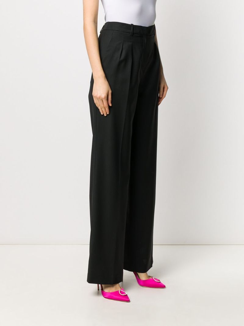 Black Tailored Flared Wool Trousers