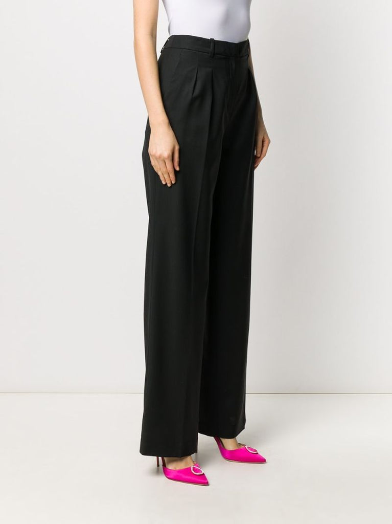 Black Tailored Flared Wool Trousers