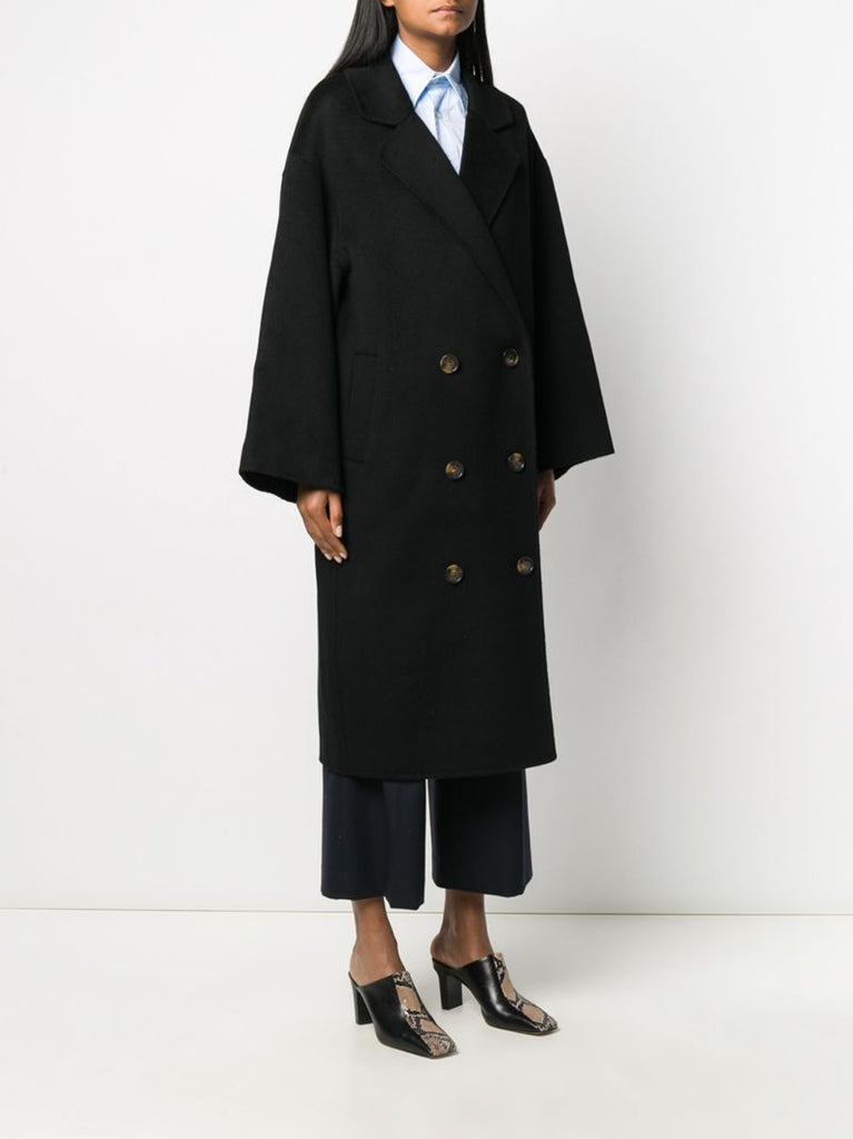 Black Borneo Double-breasted Wool Coat