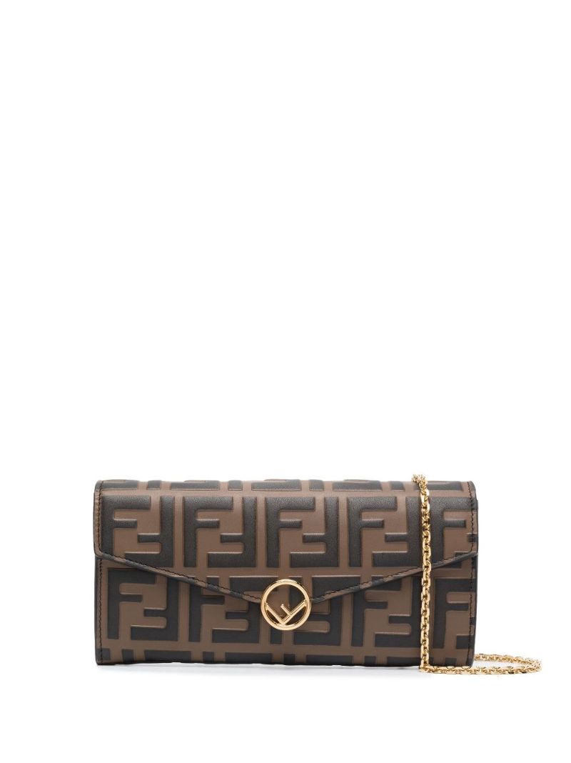 Brown Continental Ff Leather Chain Wallet