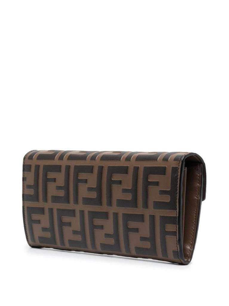 Brown Continental Ff Leather Chain Wallet