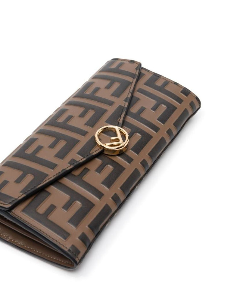 Brown Continental Ff Leather Chain Wallet