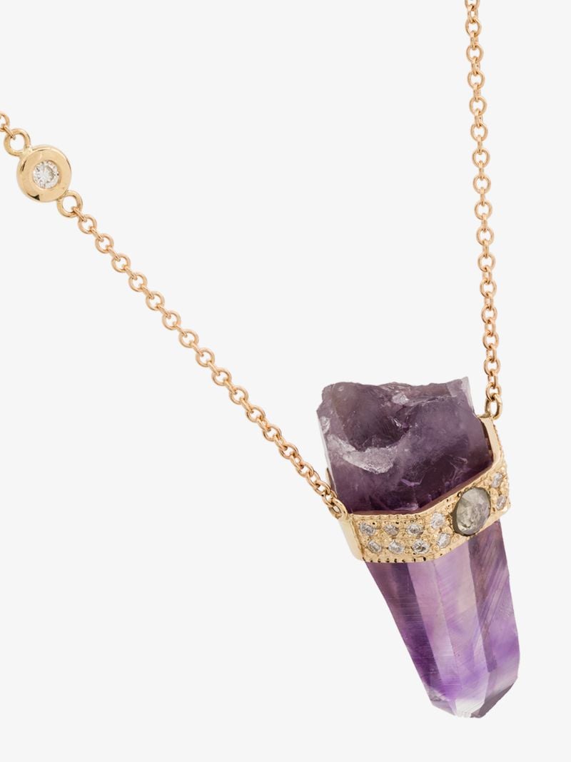 14k Rose Gold Diamond Crystal Pendant Necklace