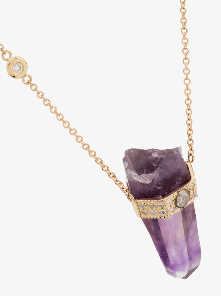 14k Rose Gold Diamond Crystal Pendant Necklace