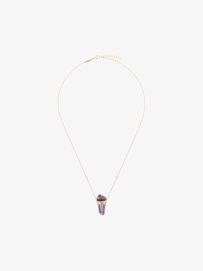 14k Rose Gold Diamond Crystal Pendant Necklace