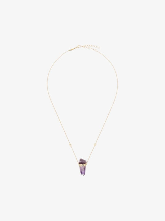 14k Rose Gold Diamond Crystal Pendant Necklace
