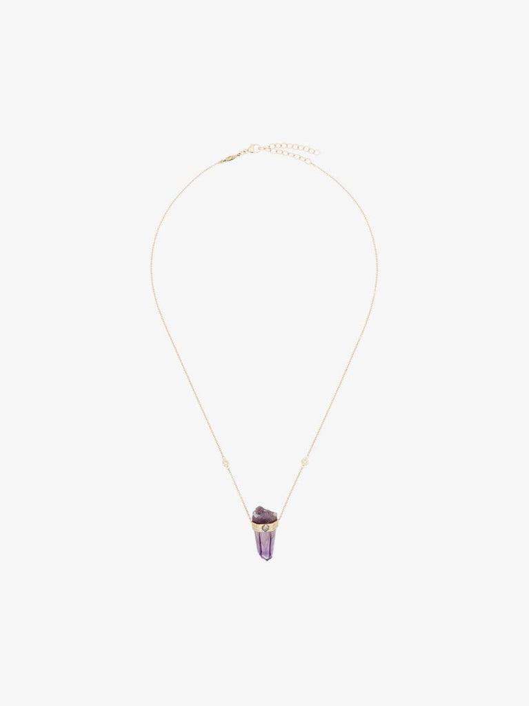 14k Rose Gold Diamond Crystal Pendant Necklace