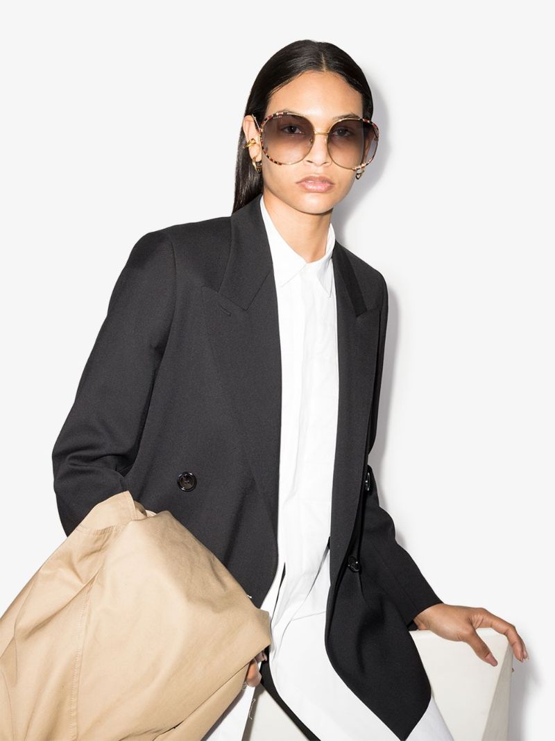 Gold Tone Oversized Gradient Sunglasses