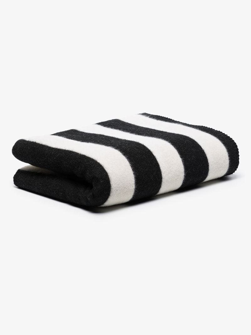 Black and White Stripe Wool Blanket
