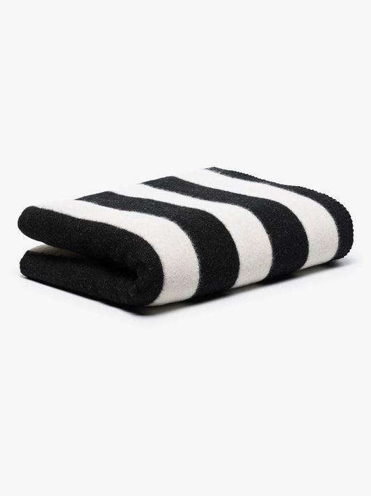 Black and White Stripe Wool Blanket