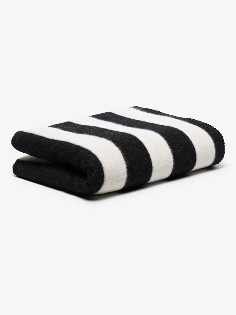 Black and White Stripe Wool Blanket