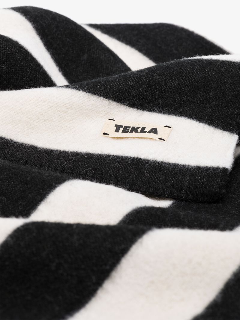 Black and White Stripe Wool Blanket