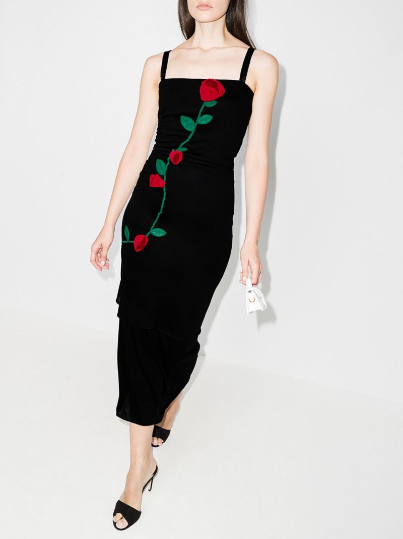Rose Applique Fitted Dress