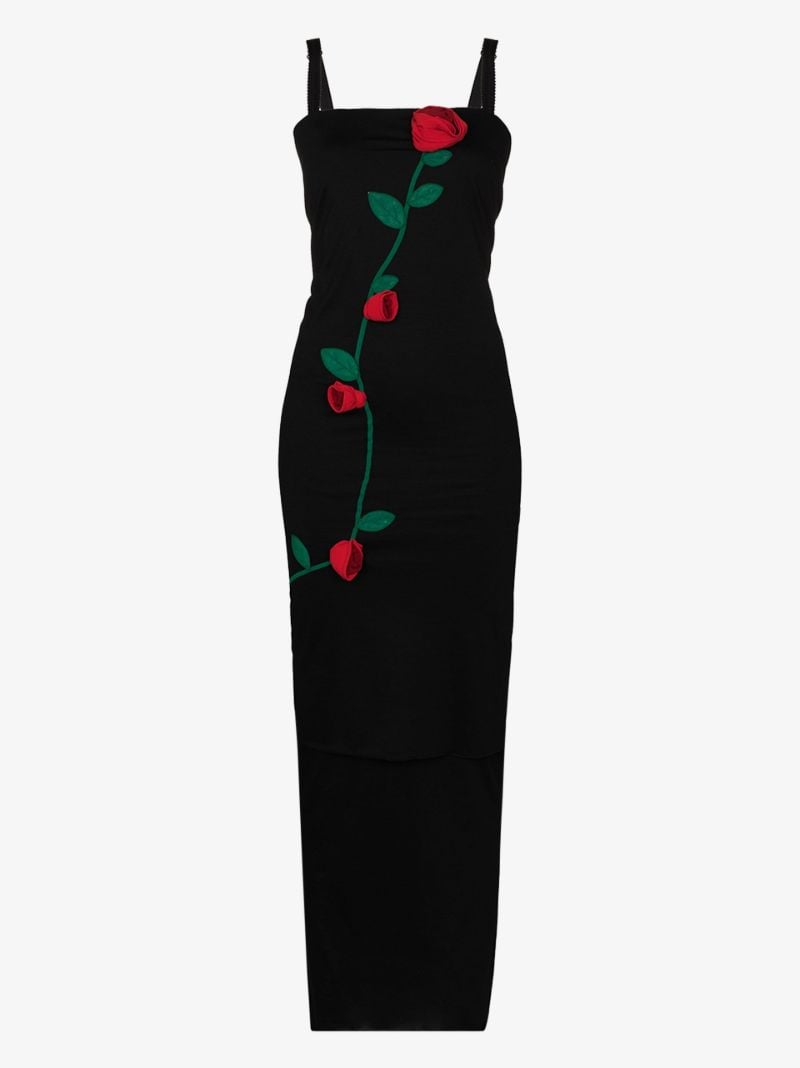 Rose Applique Fitted Dress