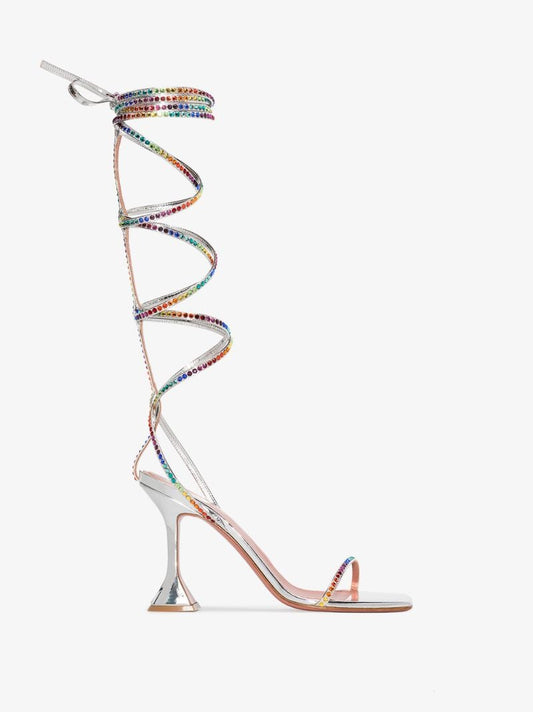 X Awge Silver Lsd 95 Gladiator Wrap Sandals