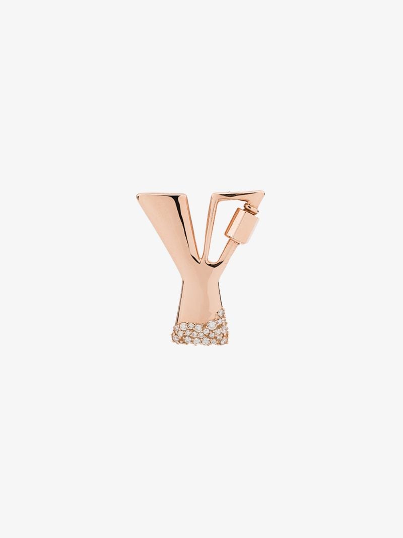 14k Rose Gold Small Diamond Dipped Y Lock Charm