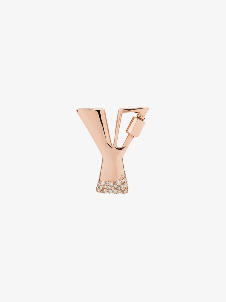 14k Rose Gold Small Diamond Dipped Y Lock Charm