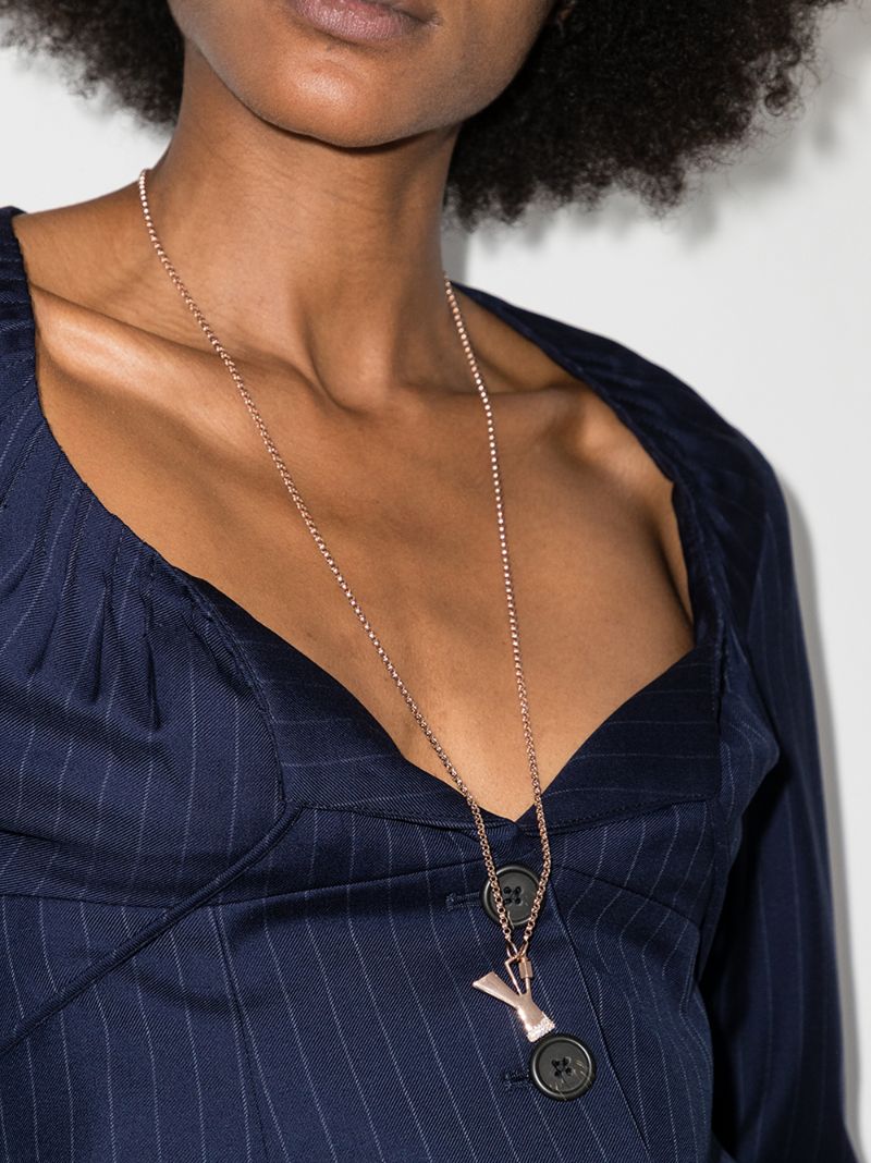 14k Rose Gold Small Diamond Dipped Y Lock Charm