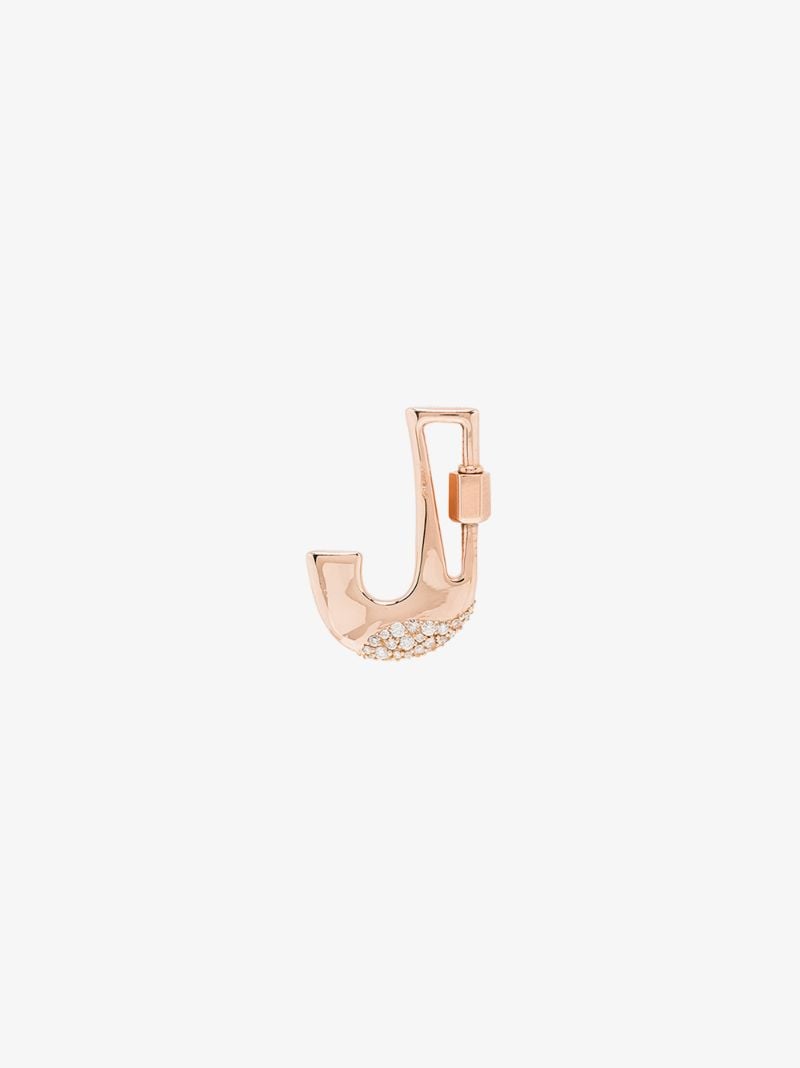 14k Rose Gold Small Diamond Dipped J Lock Charm