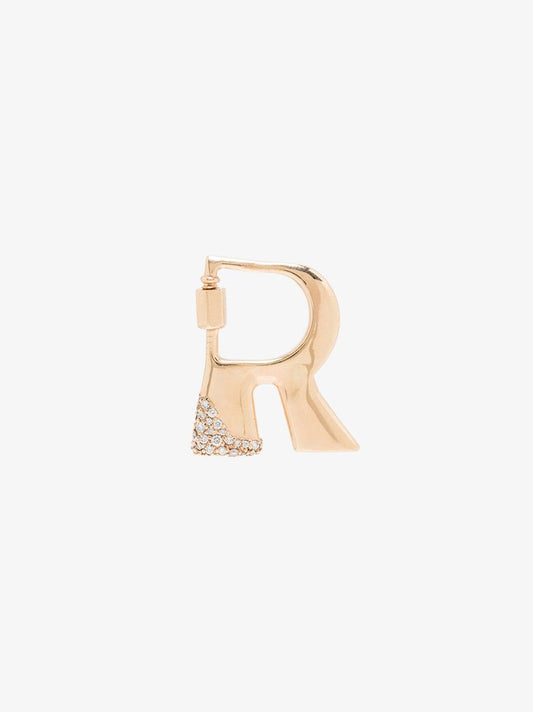14k Yellow Gold Small Diamond Dipped R Lock Charm
