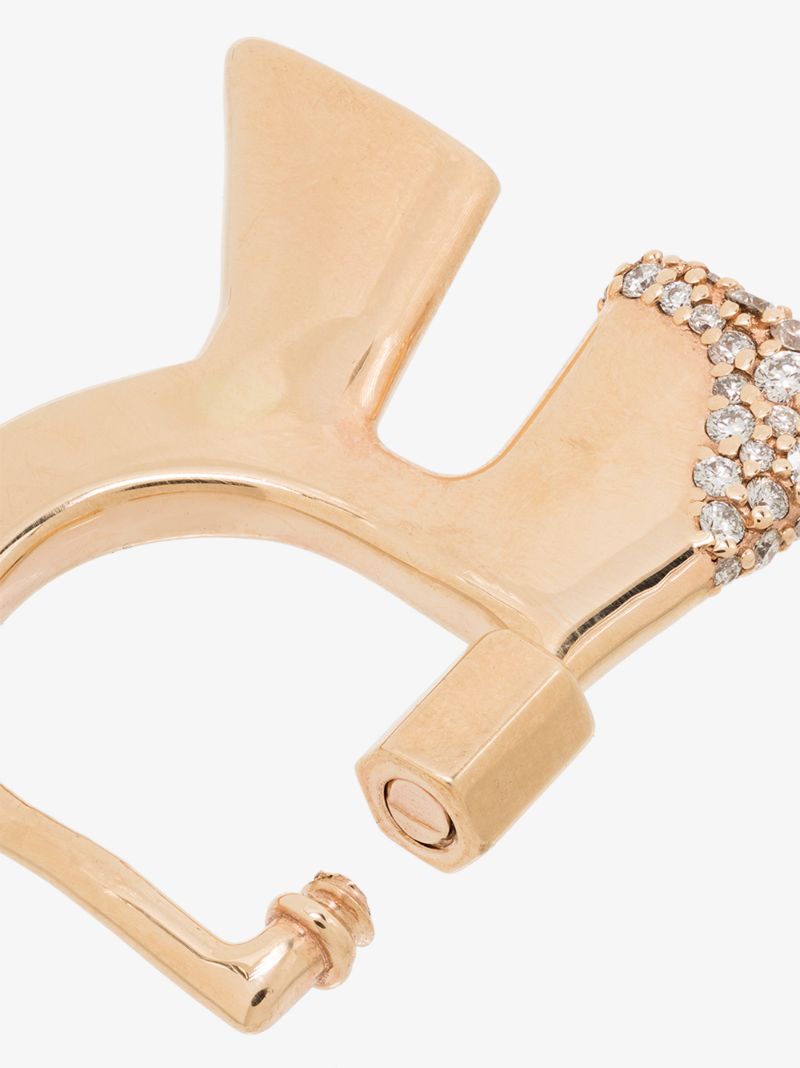 14k Yellow Gold Small Diamond Dipped R Lock Charm