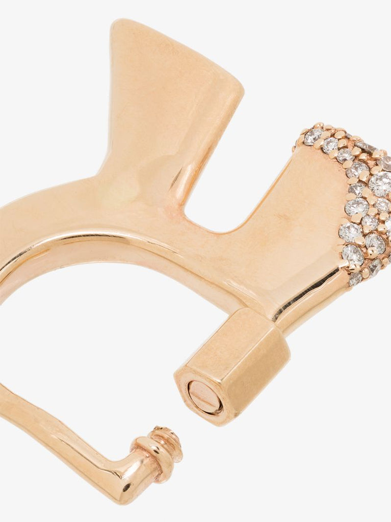 14k Yellow Gold Small Diamond Dipped R Lock Charm
