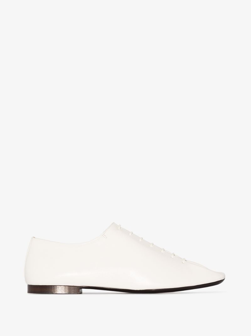 White Leather Lace-up Derby Shoes