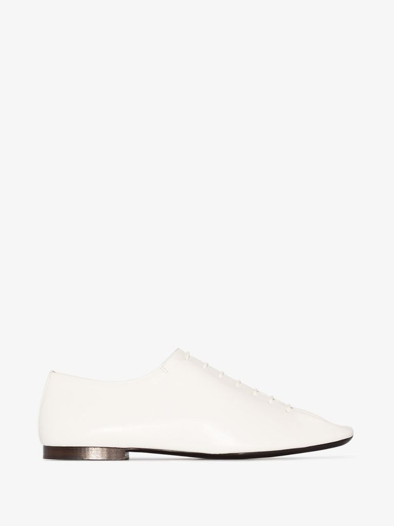 White Leather Lace-up Derby Shoes