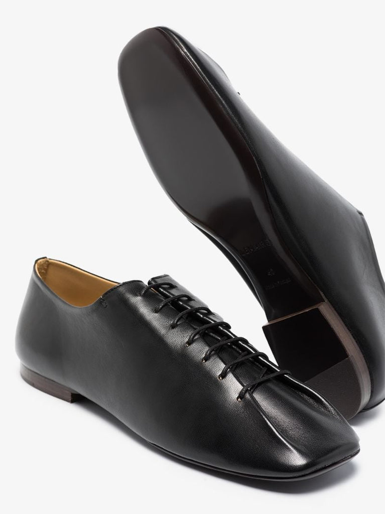 Black Leather Lace-up Derby Shoes