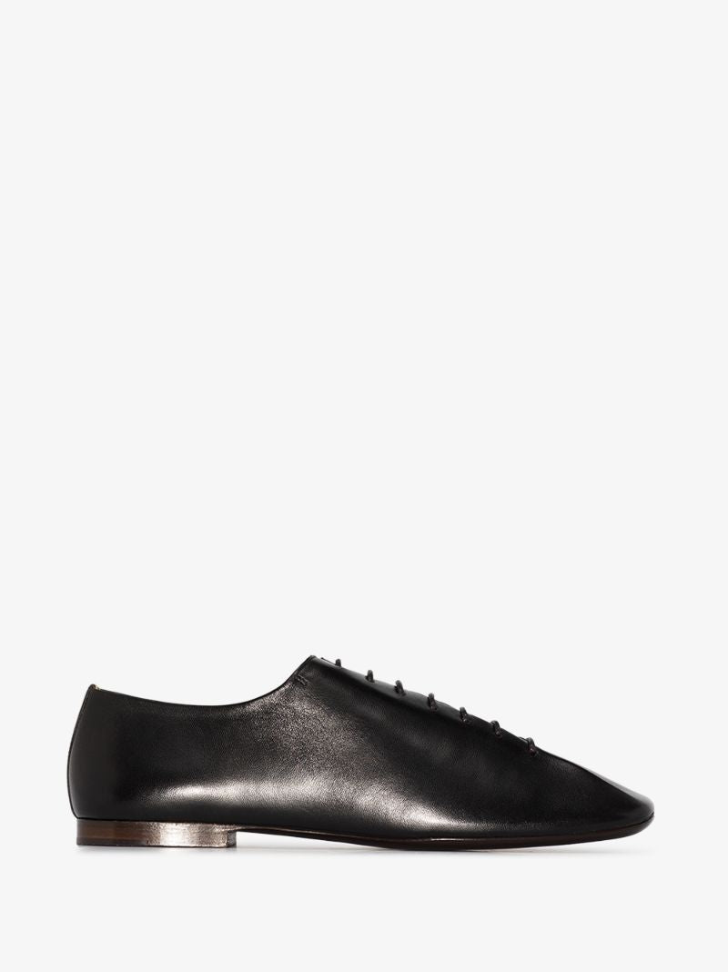 Black Leather Lace-up Derby Shoes