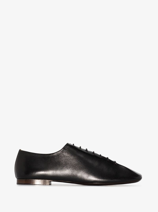 Black Leather Lace-up Derby Shoes