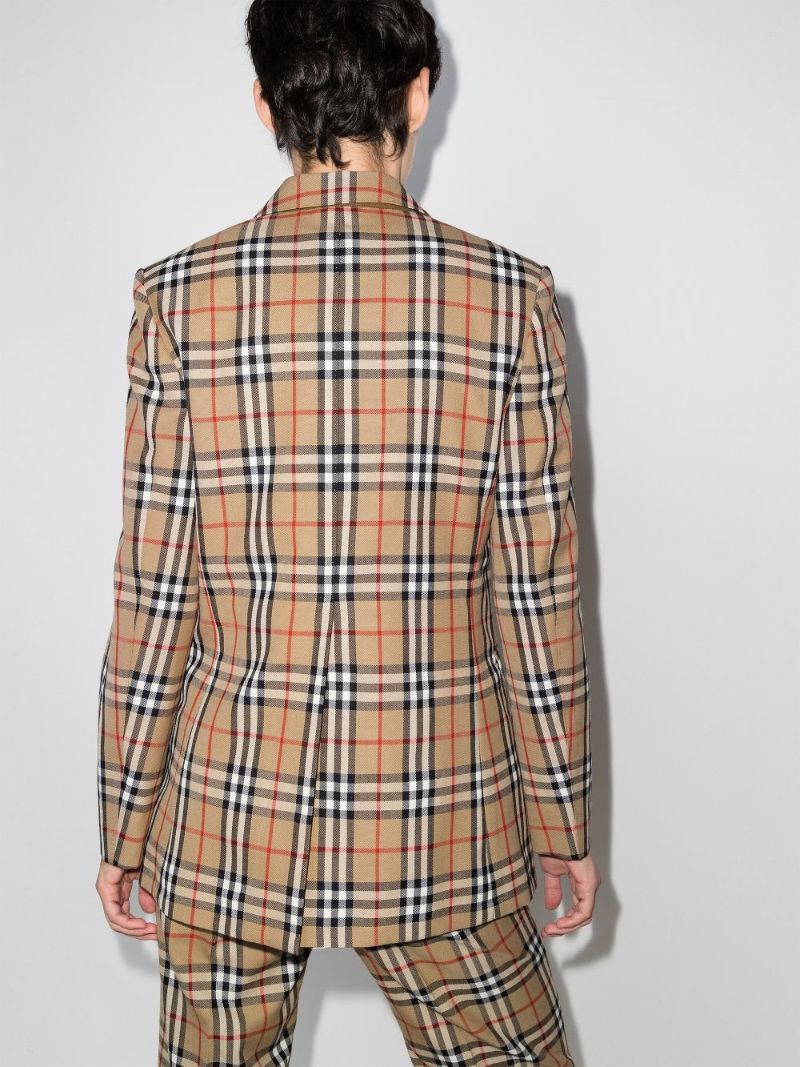 Neutral Vintage Check Wool Blazer