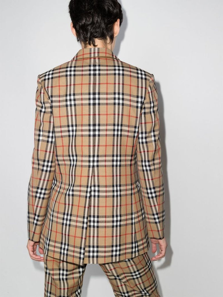 Neutral Vintage Check Wool Blazer